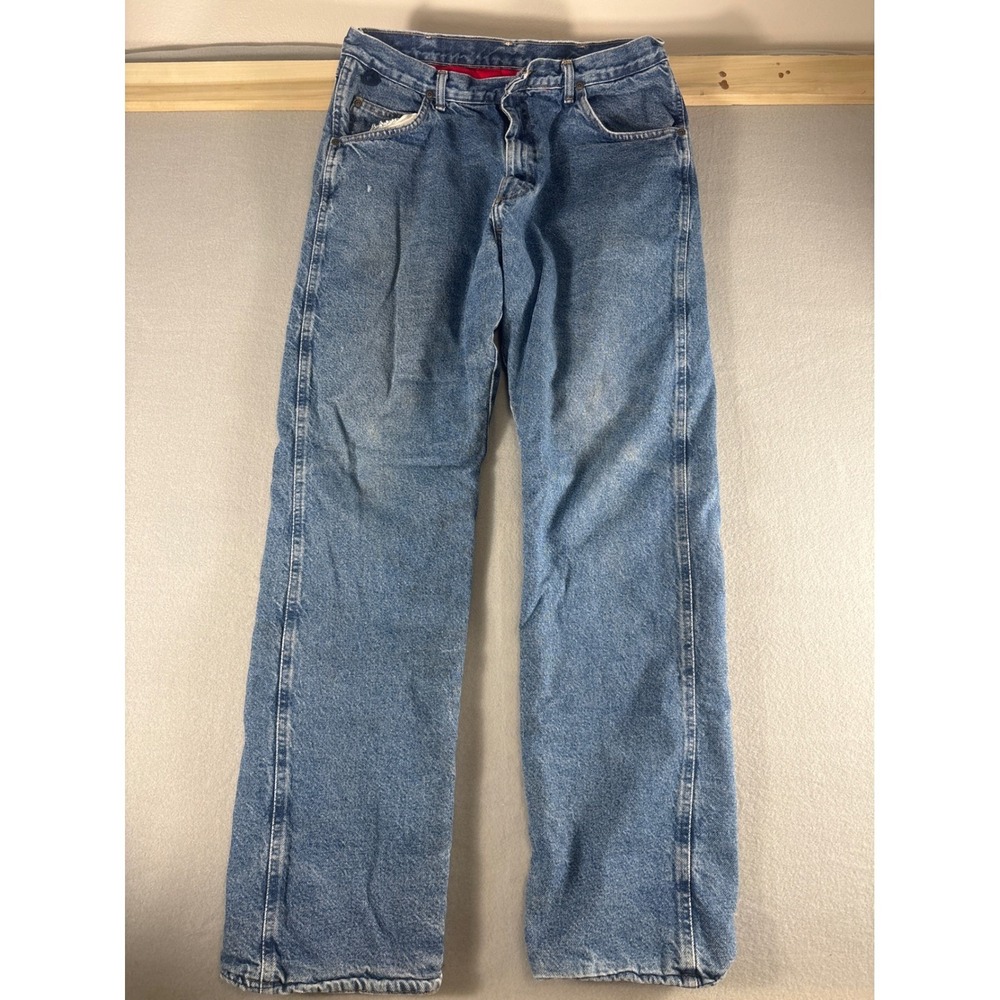 Wrangler Rugged Wear Mens‎ Fleece Lined Jeans Blue Denim Straight Leg 33x31